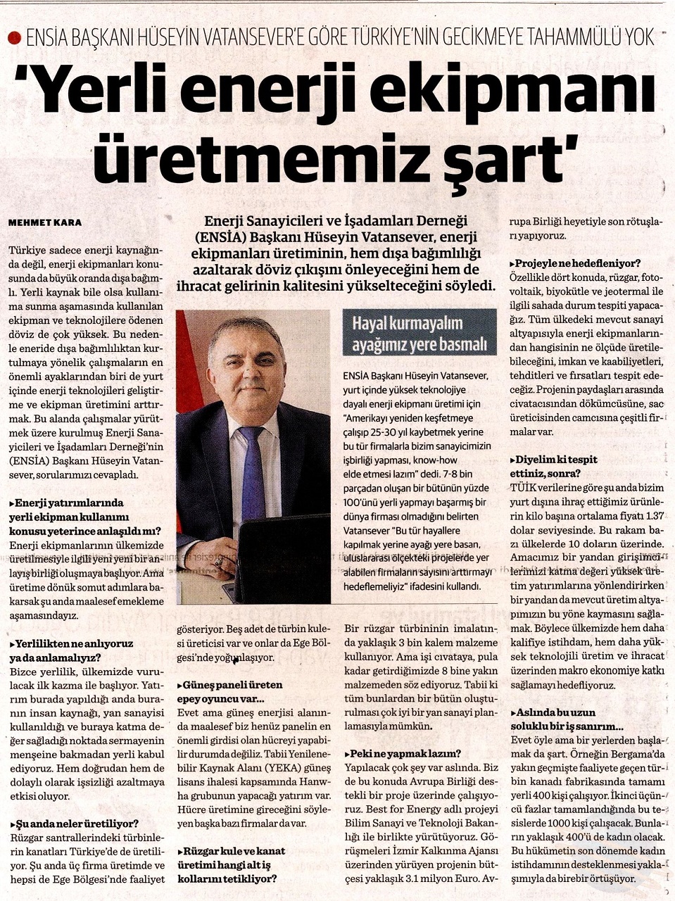 YERL ENERJ EKPMANI RETMEMZ ART...